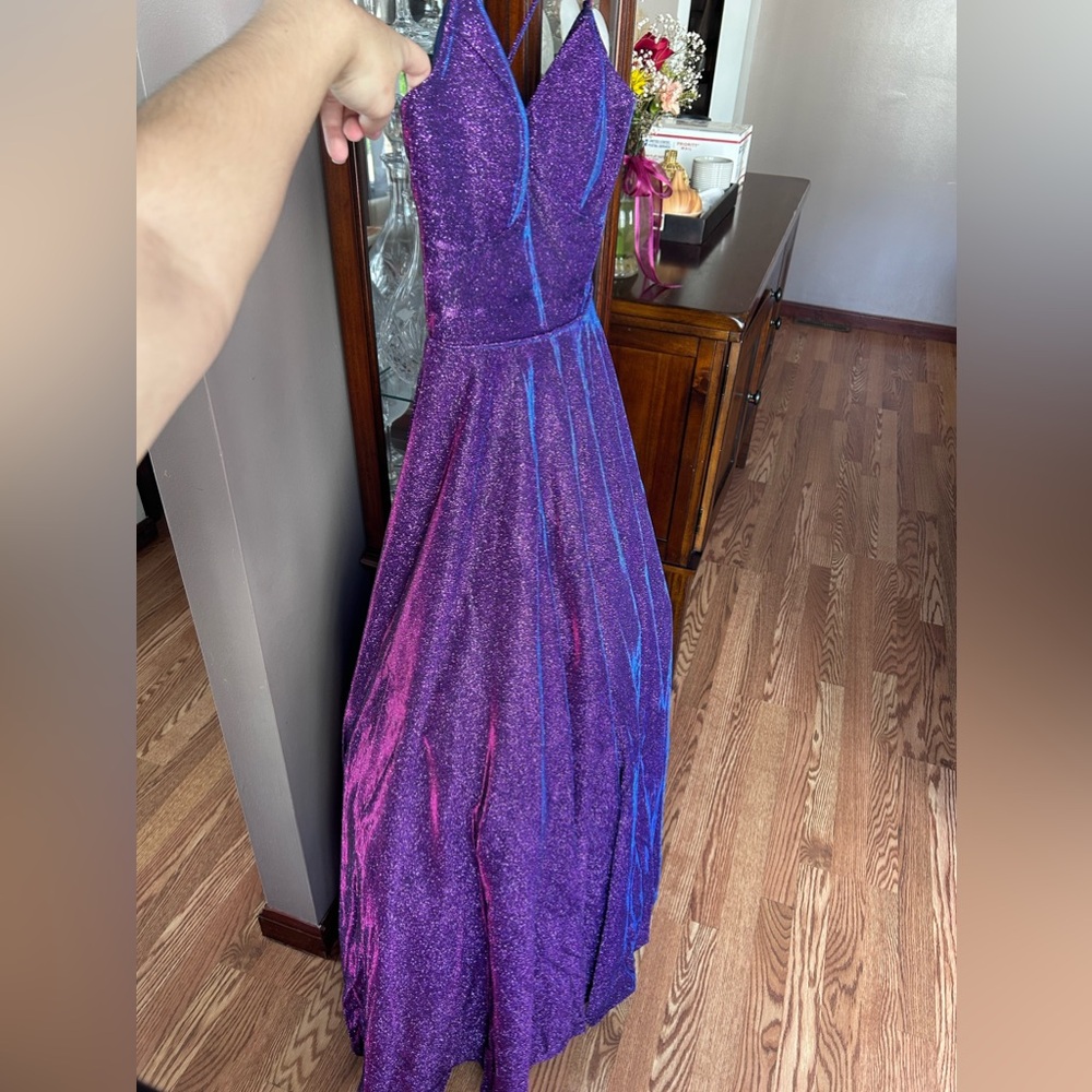 City studio purple sparkly dress